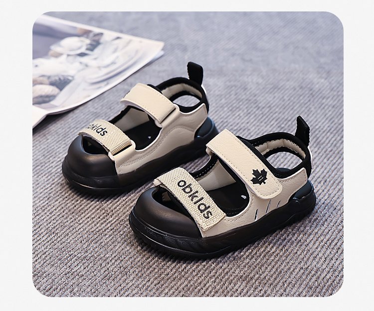 Sandalias Niño Verano Velcro | Punta Abierta Marrón y Negro