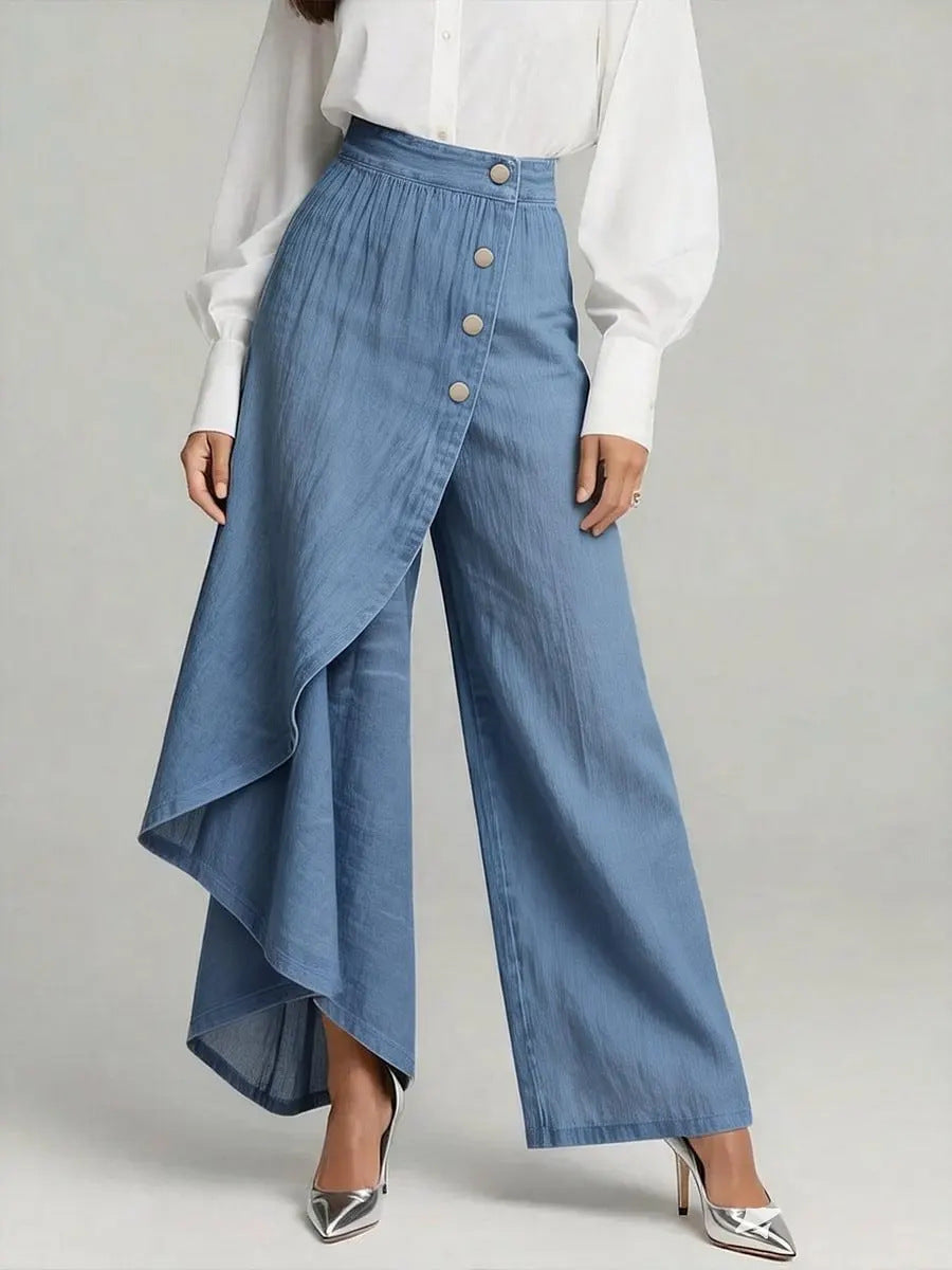 Pantalones Rectos Mujer con Botones | Moda Urbana