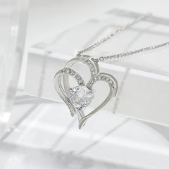Collar Corazon Mujer Circones - Doble Amor Oro Blanco y Rosa