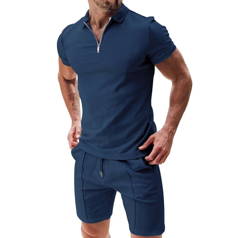 Conjunto Casual Hombre Verano — Waffle Camiseta + Shorts