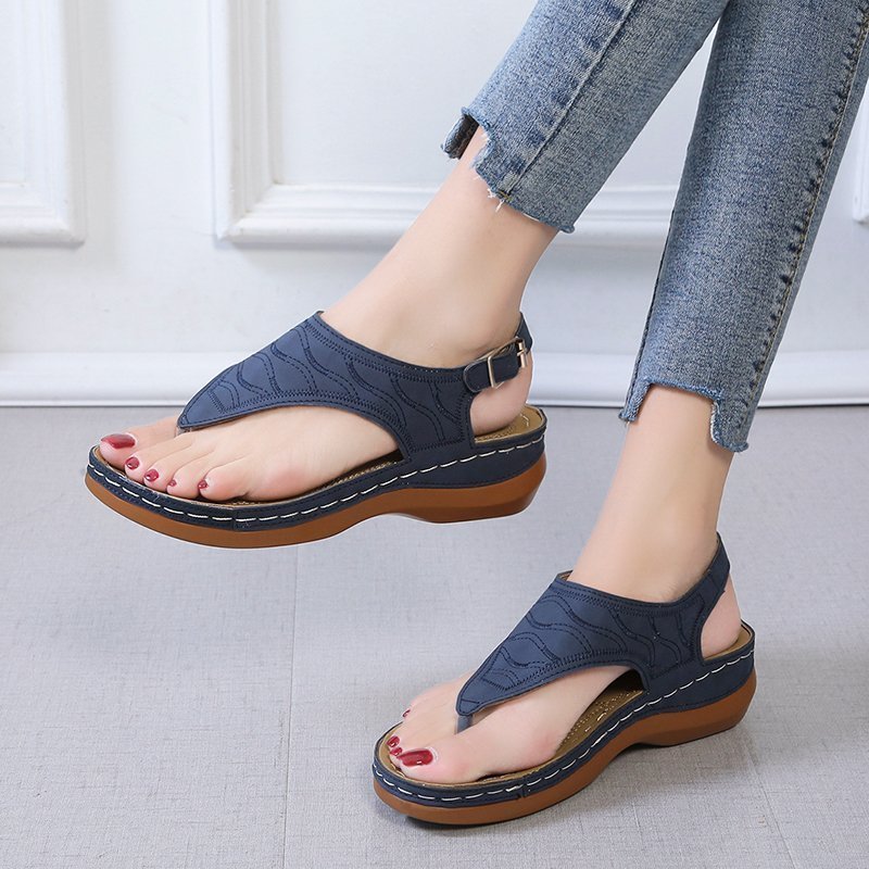 Sandalias Cuña Mujer — Chanclas Cómodas de Color Sólido