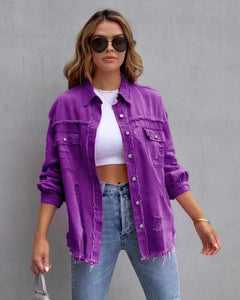 Chaqueta Camisa Rasgada Mujer – Casual Primavera Verano