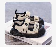 Sandalias Niño Verano Velcro | Punta Abierta Marrón y Negro