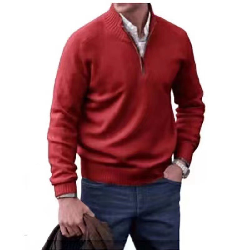 Jersey Hombre Cuello Alto Cremallera de Punto | Casual