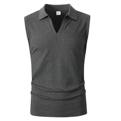Chaleco Hombre Polo Rayas Verticales | Slim Fit Sin Mangas