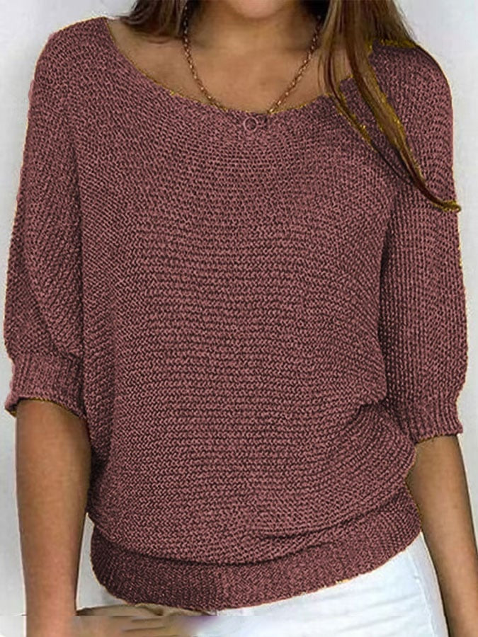 Jersey Mujer Cuello Redondo Manga Tres Cuartos | Punto
