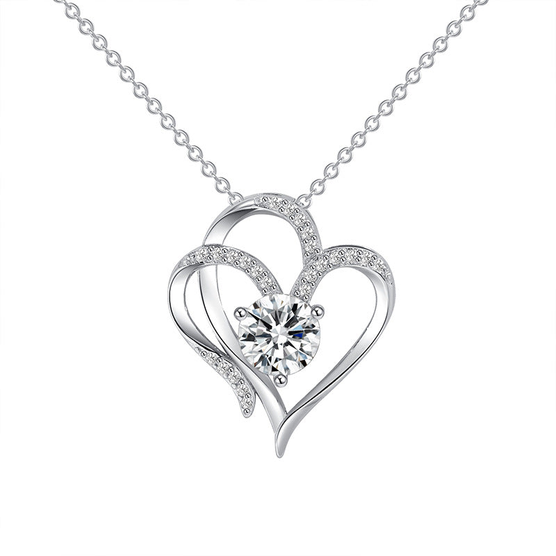 Collar Corazon Mujer Circones - Doble Amor Oro Blanco y Rosa