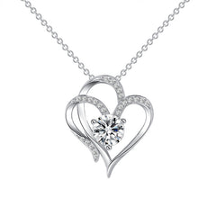 Collar Corazon Mujer Circones - Doble Amor Oro Blanco y Rosa