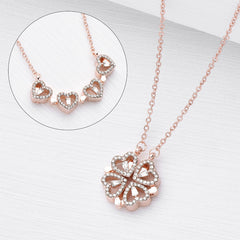 Collar Colgante Trébol Cuatro Hojas Corazón Magnético Mujer