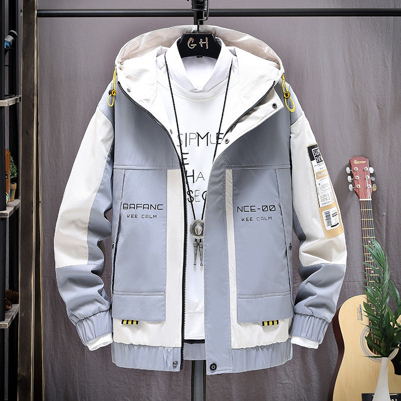 Chaqueta Casual Hombre Suelta Estampada sin Cuello