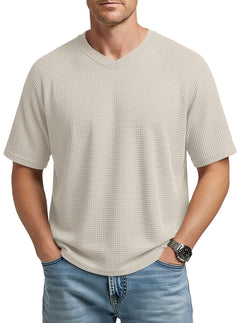 Camiseta Hombre Manga Corta Cuello V Waffle