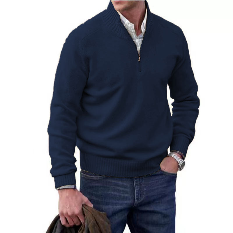 Jersey Hombre Cuello Alto Cremallera de Punto | Casual