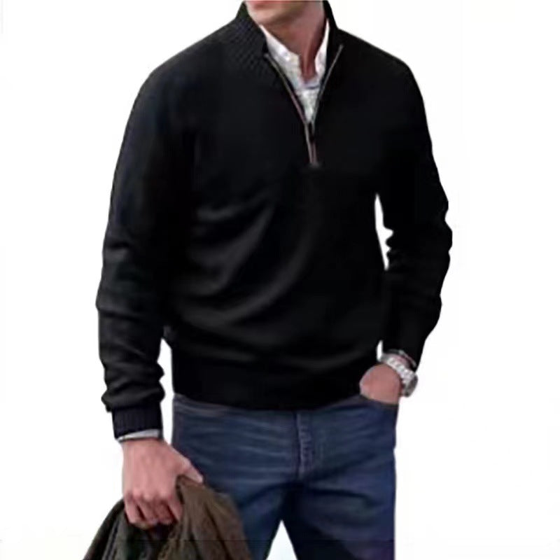 Jersey Hombre Cuello Alto Cremallera de Punto | Casual