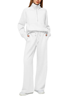 Conjunto Mujer Sudadera Media Cremallera y Pantalón Pierna Ancha