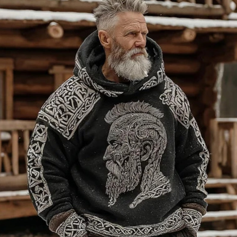 Sudadera con Capucha Hombre Estampado Vikingo | Casual