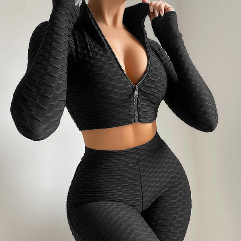 Ropa Yoga Mujer | Conjunto Top Manga Larga y Shorts Fitness