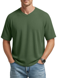 Camiseta Hombre Manga Corta Cuello V Waffle