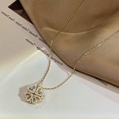 Collar Colgante Trébol Cuatro Hojas Corazón Magnético Mujer