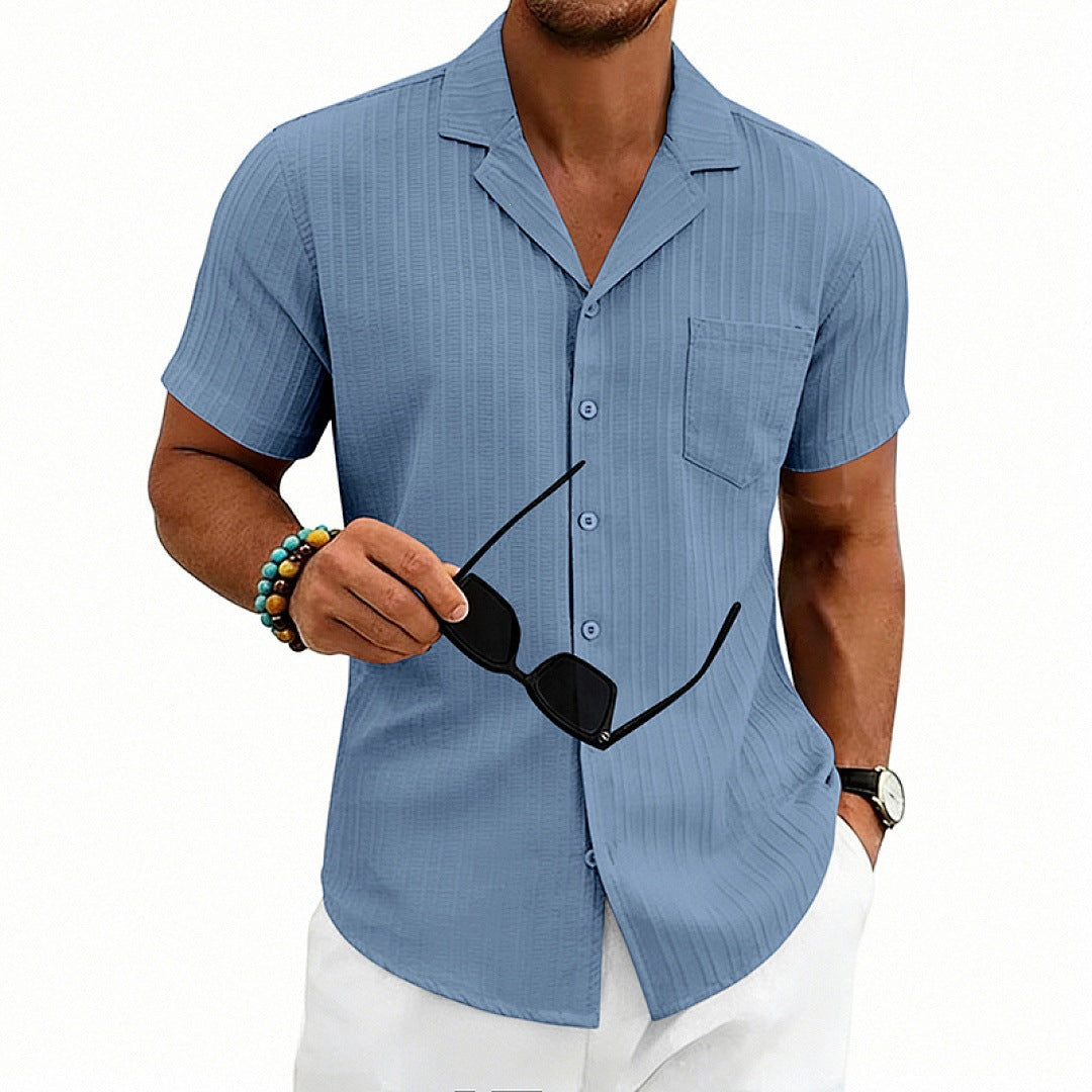 Camisa Hombre Manga Corta Cuello Cubano Talla Grande