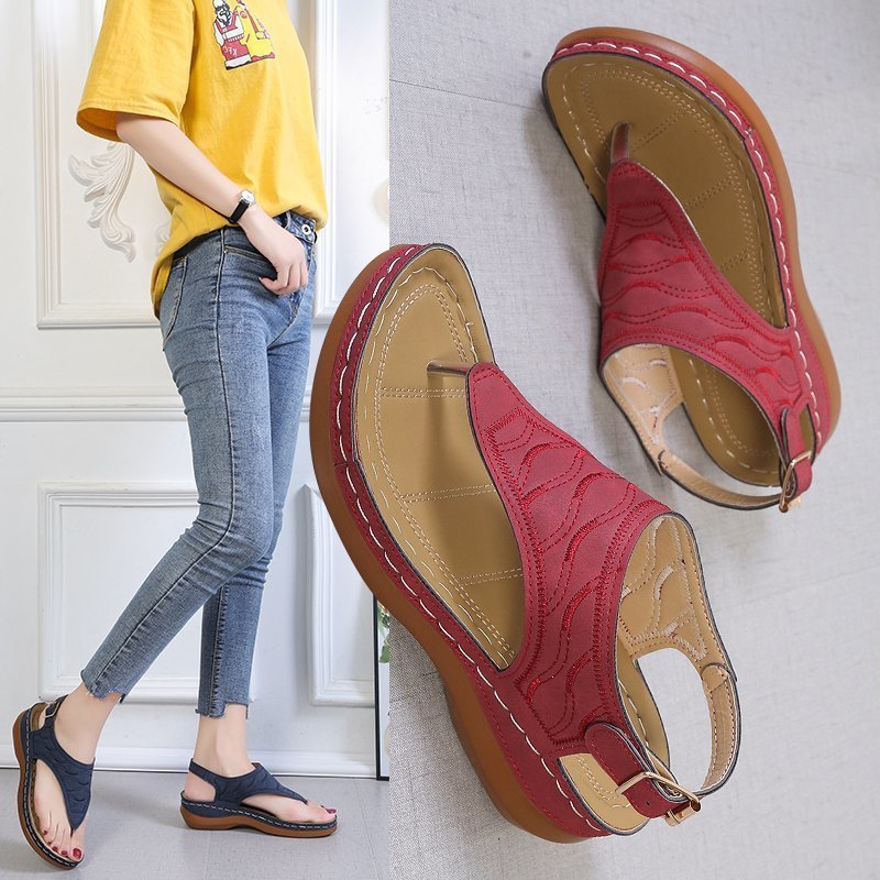 Sandalias Cuña Mujer — Chanclas Cómodas de Color Sólido