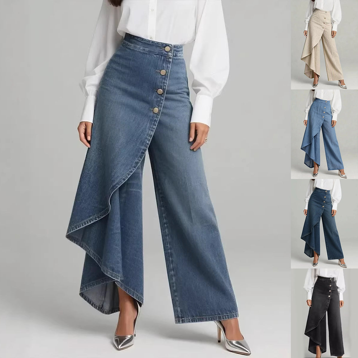 Pantalones Rectos Mujer con Botones | Moda Urbana