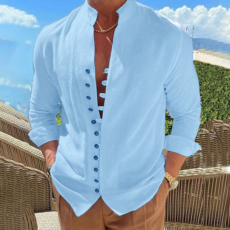 Camisa Manga Larga Hombre – Estilo Retro Casual Holgado