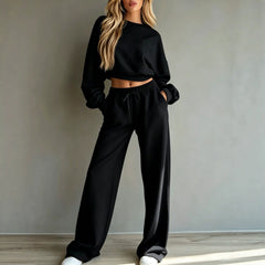Conjunto Deportivo Mujer – Sudadera y Pantalón Pierna Ancha