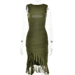 Vestido Ajustado Mujer Sin Mangas | Midi Elegante de Fiesta