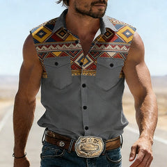 Camiseta Sin Mangas Hombre Verano | Estampada Retro con Bolsillo
