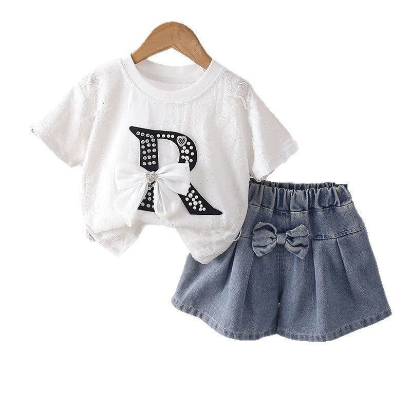 Conjunto Niña Shorts Lazo y Camiseta | Verano Algodón