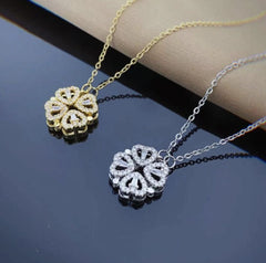 Collar Colgante Trébol Cuatro Hojas Corazón Magnético Mujer
