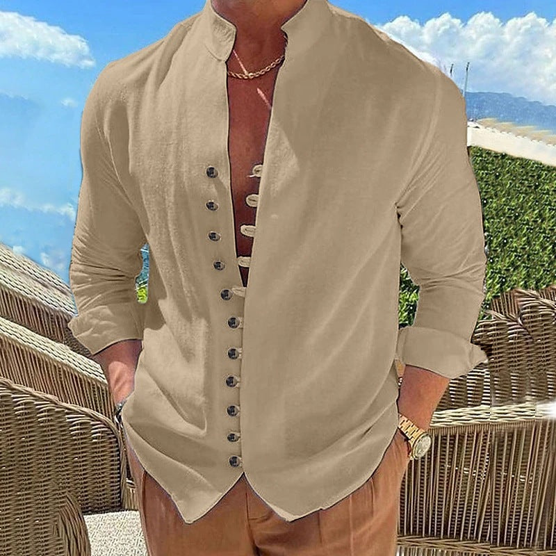 Camisa Manga Larga Hombre – Estilo Retro Casual Holgado