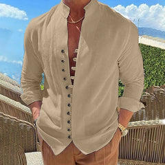 Camisa Manga Larga Hombre – Estilo Retro Casual Holgado