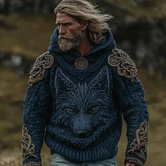 Sudadera con Capucha Hombre Estampado Vikingo | Casual