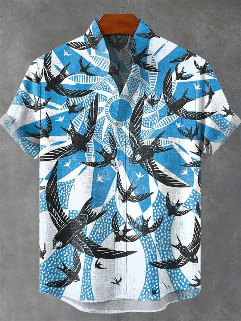 Camisa Hombre Manga Larga Estampado 3D Casual Vintage