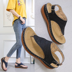 Sandalias Cuña Mujer — Chanclas Cómodas de Color Sólido