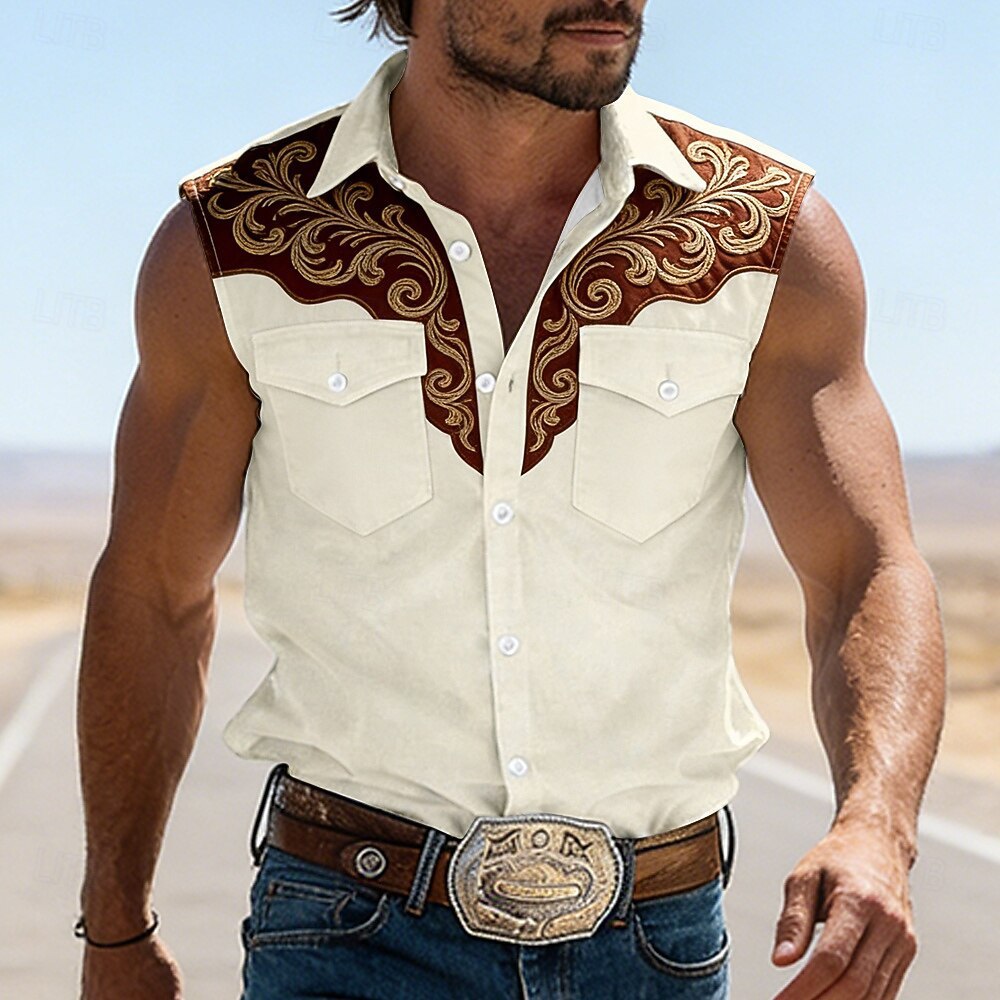 Camiseta Sin Mangas Hombre Verano | Estampada Retro con Bolsillo