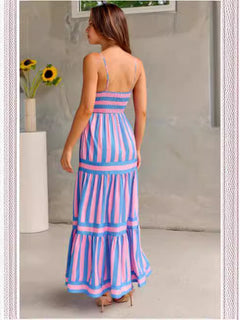 Vestido Largo Tirantes Mujer Estampado con Bolsillos