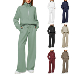 Conjunto Mujer Sudadera Media Cremallera y Pantalón Pierna Ancha