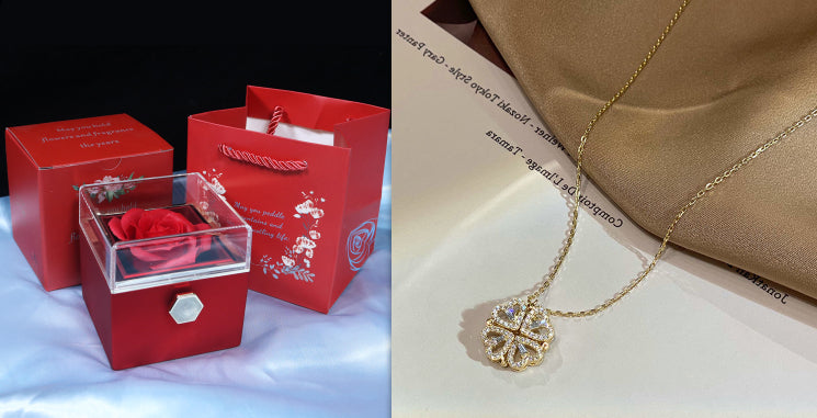 Collar Colgante Trébol Cuatro Hojas Corazón Magnético Mujer