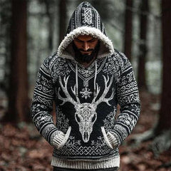 Sudadera con Capucha Hombre Estampado Vikingo | Casual