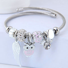 Pulsera Acero Inoxidable Mujer Colgante Alas Ángel