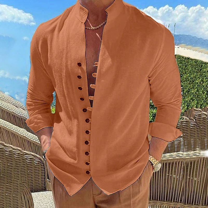 Camisa Manga Larga Hombre – Estilo Retro Casual Holgado