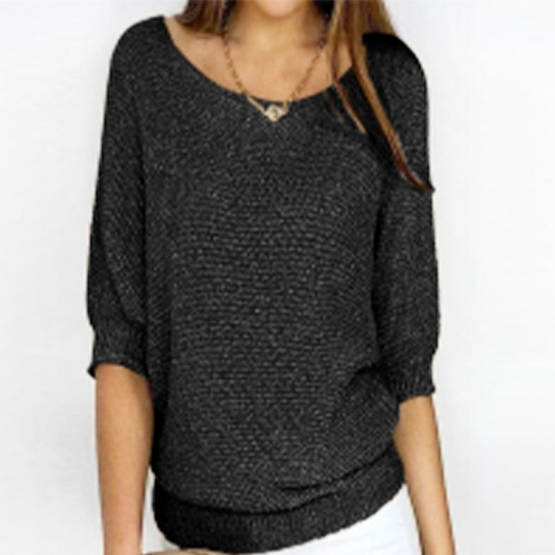 Jersey Mujer Cuello Redondo Manga Tres Cuartos | Punto