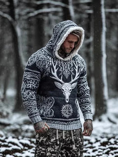 Sudadera con Capucha Hombre Estampado Vikingo | Casual