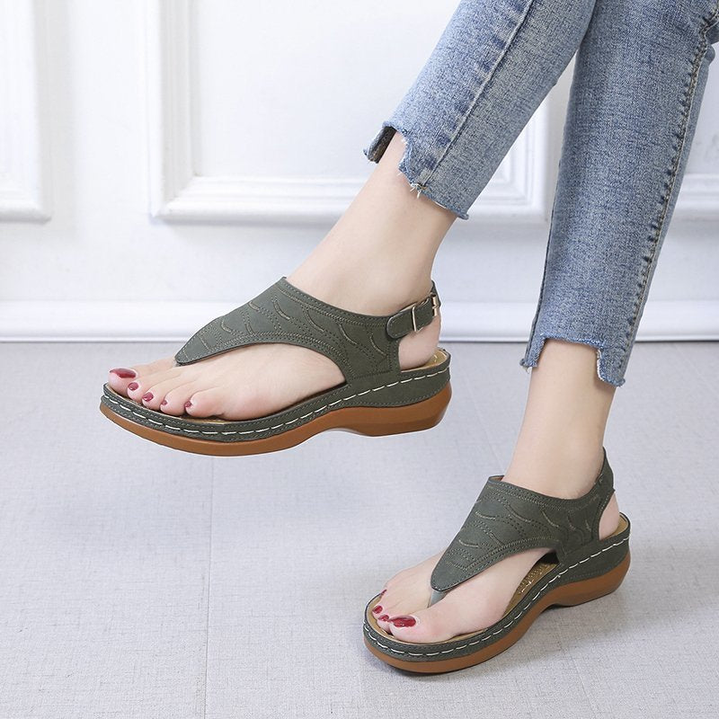 Sandalias Cuña Mujer — Chanclas Cómodas de Color Sólido
